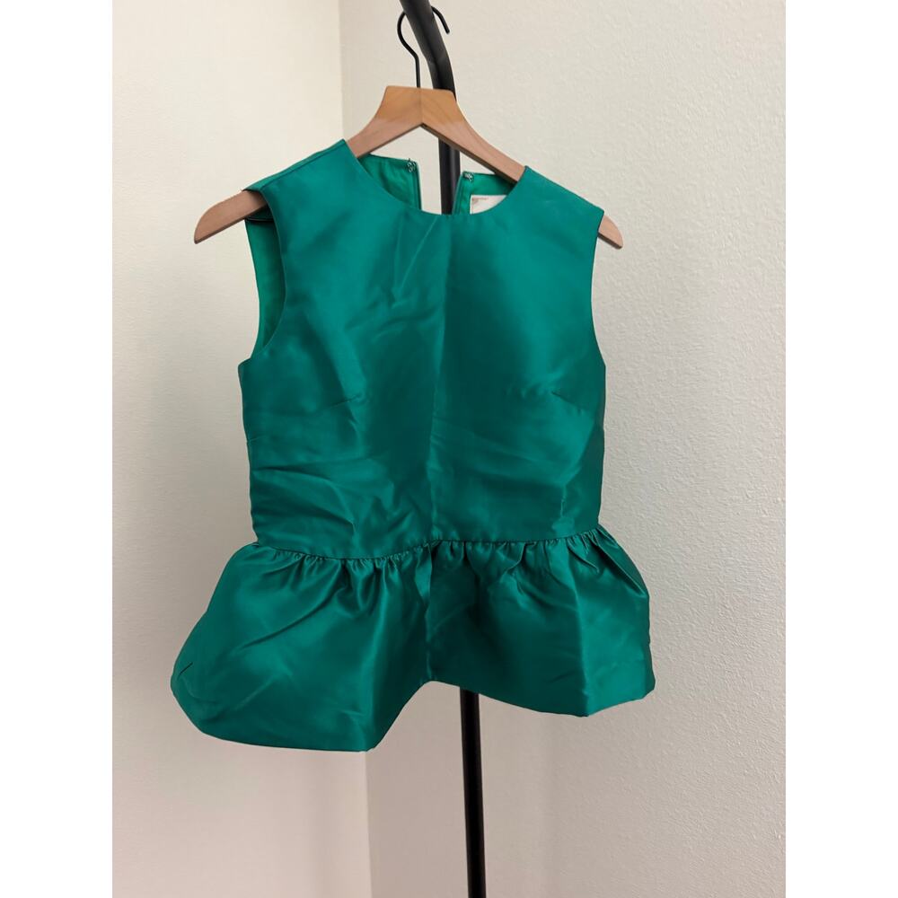 New PROSPERINA MORRIGAN EMERALD GREEN PEPLUM TOP XS - Picture 4 of 6